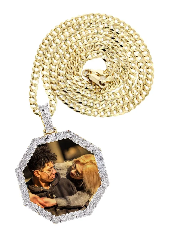 Must-Have Jewelry At Irresistible Discounts 10K Yellow Gold Diamond Octagon Picture Pendant Necklace | Appx. 22 Grams Must-Have Jewelry At Irresistible Discounts 10K Yellow Gold Diamond Octagon Picture Pendant Necklace | Appx. 22 Grams