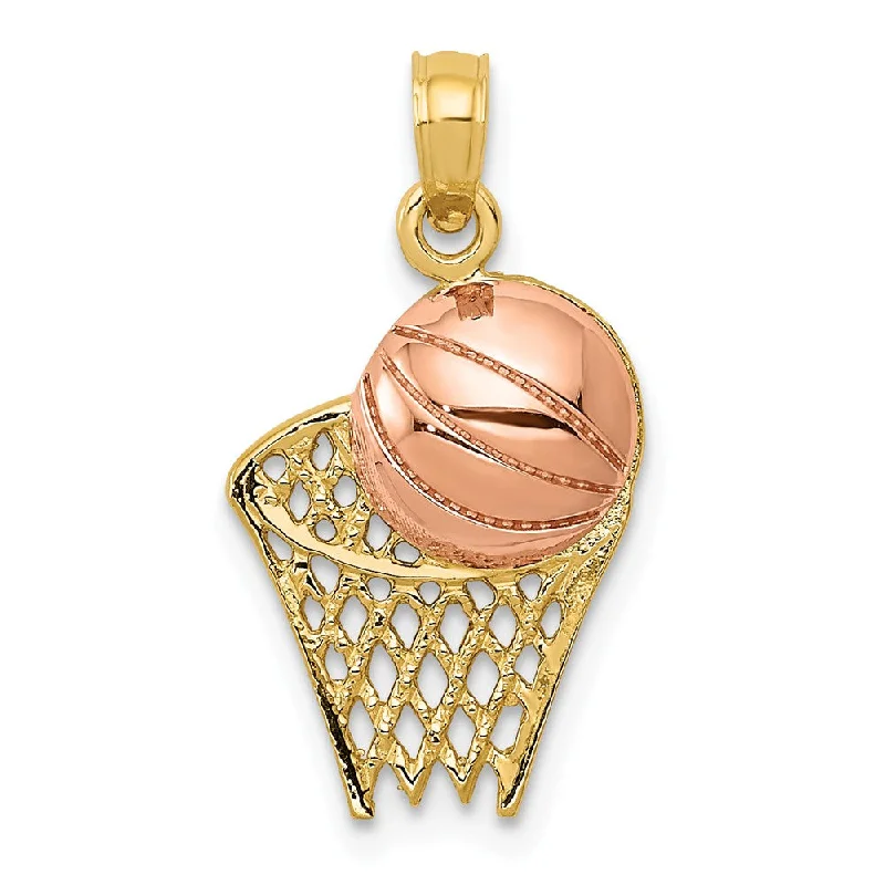 The Jewelry Sale You've Been Waiting For Is Here 14k Yellow and Rose Gold Basketball Hoop and Ball Pendant The Jewelry Sale You've Been Waiting For Is Here 14k Yellow and Rose Gold Basketball Hoop and Ball Pendant