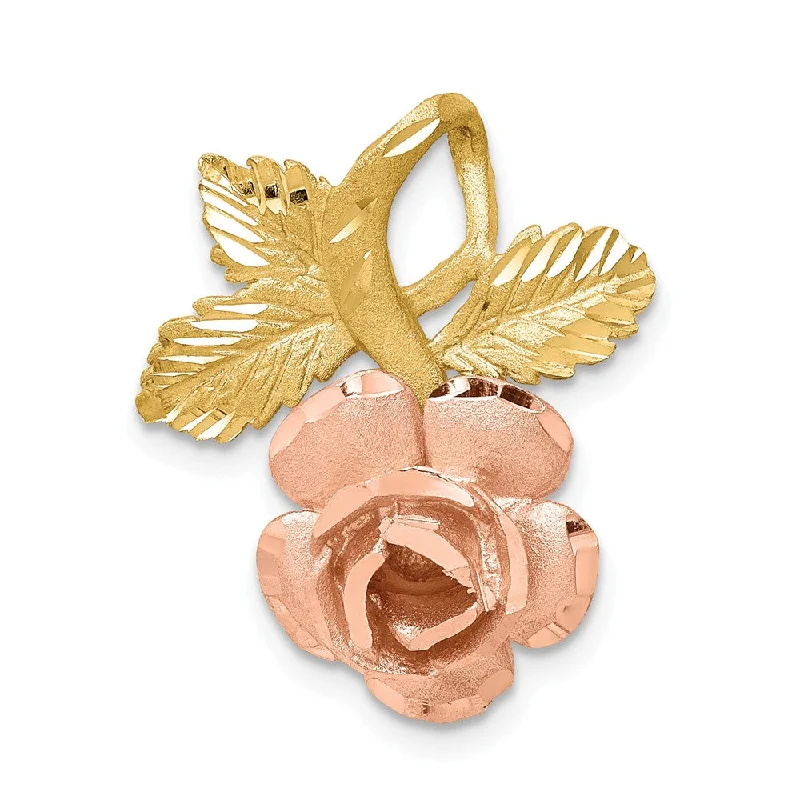 Elegant Rose Gold Jewelry For A Stylish Touch 14k Yellow and Rose Gold, Two Tone Vined Rose Slide Pendant Elegant Rose Gold Jewelry For A Stylish Touch 14k Yellow and Rose Gold, Two Tone Vined Rose Slide Pendant
