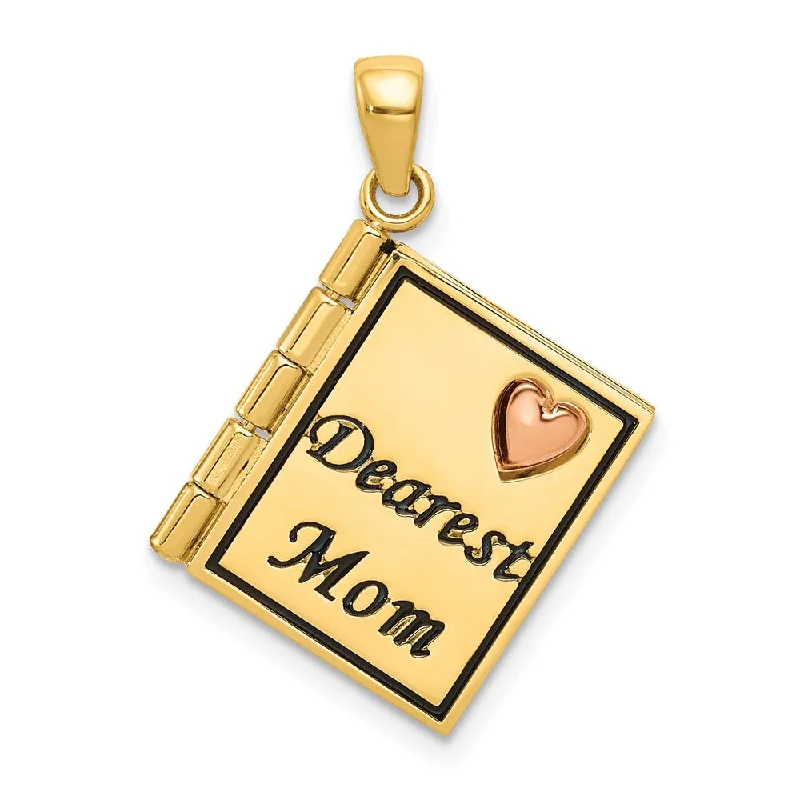 Luxury Jewelry Sale – Sparkle For Less 14k Yellow Gold and Rose Gold Dearest Mom Book Pendant, 20mm Luxury Jewelry Sale – Sparkle For Less 14k Yellow Gold and Rose Gold Dearest Mom Book Pendant, 20mm