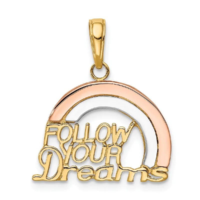 Handmade Pearl Jewelry For Timeless Elegance 14k Yellow & Rose Gold, White Rhodium Follow Your Dreams Pendant, 18mm Handmade Pearl Jewelry For Timeless Elegance 14k Yellow & Rose Gold, White Rhodium Follow Your Dreams Pendant, 18mm