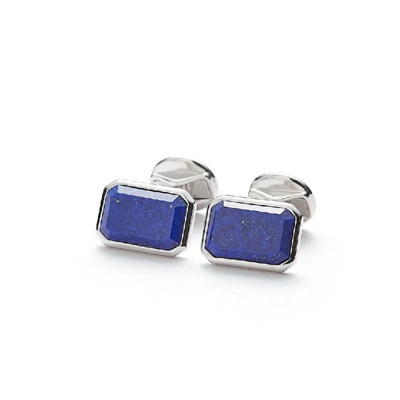 Your Dream Jewelry At Dream Prices Hope Rectangle Silver Cufflinks w. Lapis