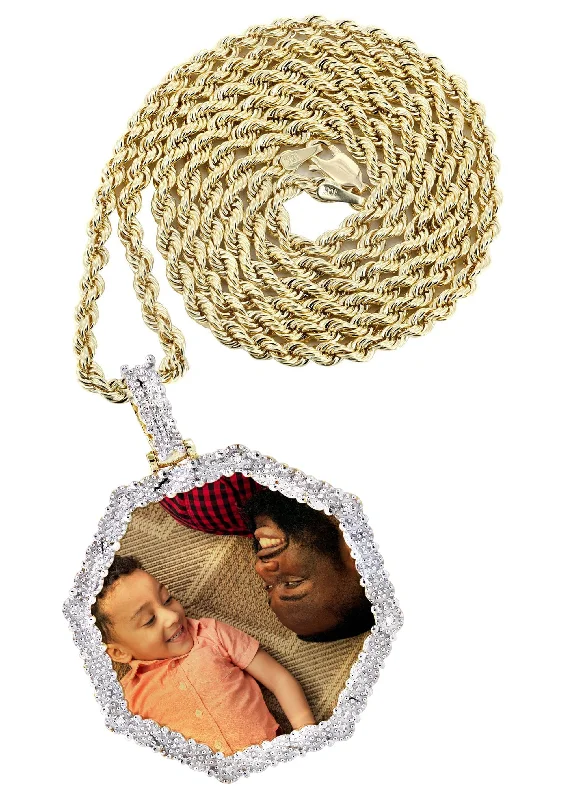 Exclusive Online Discounts On Stylish Jewelry 10K Yellow Gold Diamond Octagon Picture Pendant Necklace | Appx. 25 Grams Exclusive Online Discounts On Stylish Jewelry 10K Yellow Gold Diamond Octagon Picture Pendant Necklace | Appx. 25 Grams