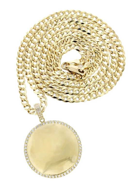 Premium Diamond Jewelry For Unforgettable Moments 10K Yellow Gold CZ Picture Pendant Necklace | Appx. 16.5 Grams Premium Diamond Jewelry For Unforgettable Moments 10K Yellow Gold CZ Picture Pendant Necklace | Appx. 16.5 Grams