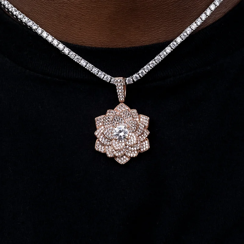 Personalized Jewelry At Special Discount Rates Diamond Rose Pendant in Rose Gold