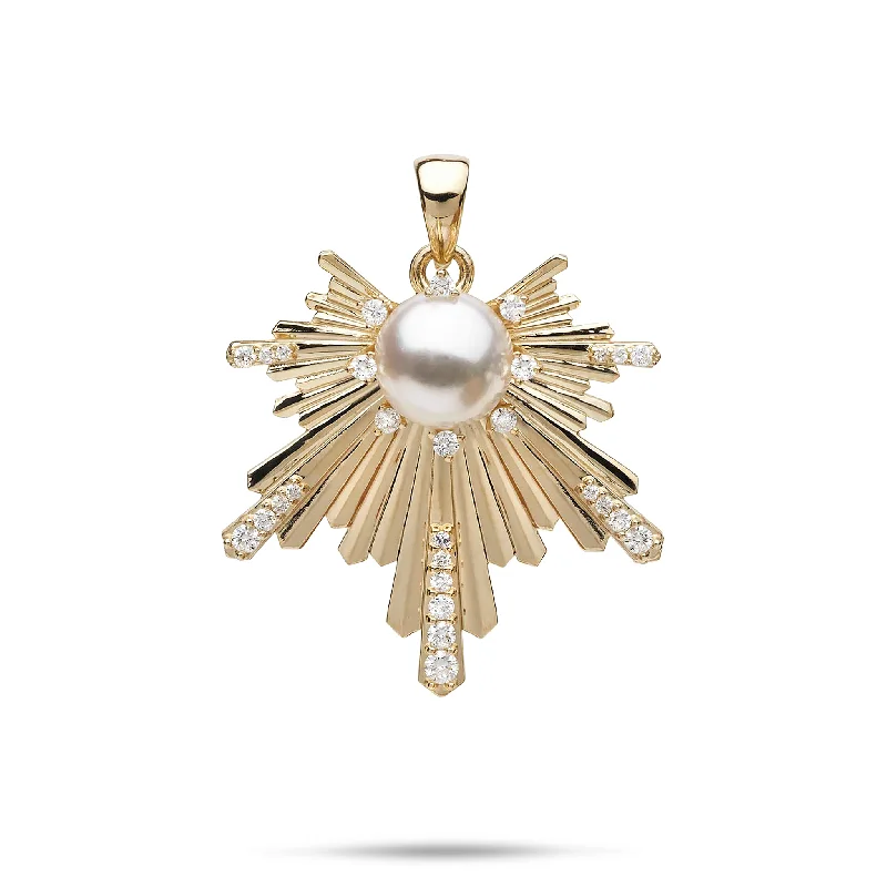Handmade Pearl Jewelry For Timeless Elegance E Hoʻāla Akoya White Pearl Pendant in Gold with Diamonds - 27mm Handmade Pearl Jewelry For Timeless Elegance E Hoʻāla Akoya White Pearl Pendant in Gold with Diamonds - 27mm