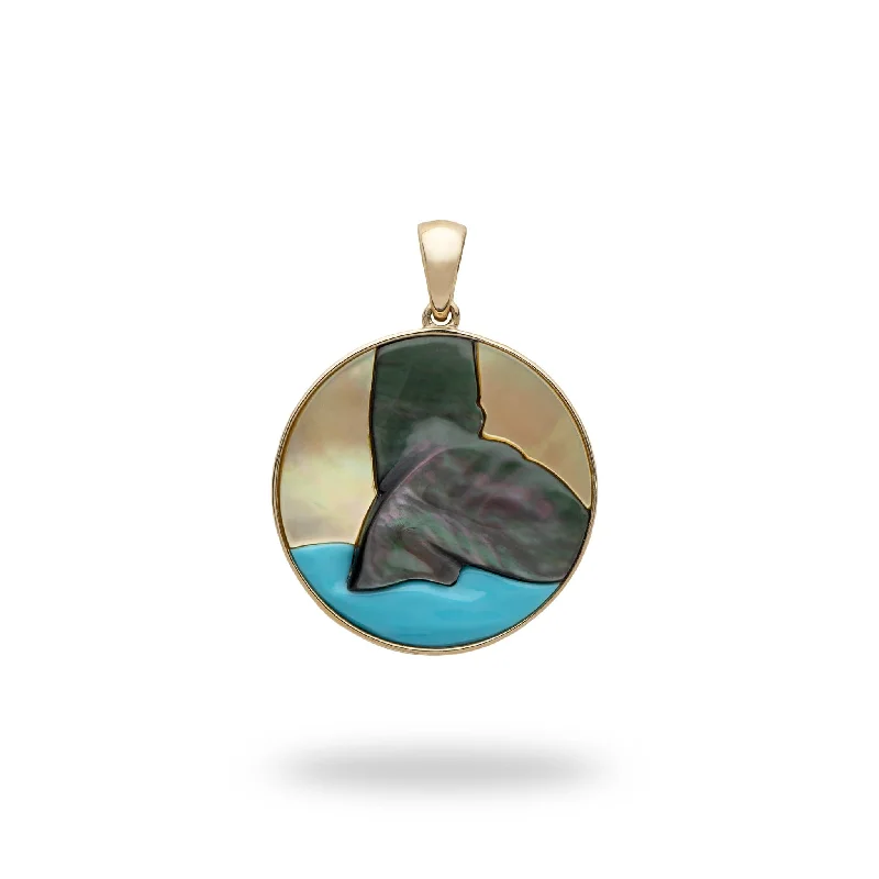 High-Quality Jewelry At A Fraction Of The Cost Hawaiian Moments Whale Tail Mother of Pearl & Turquoise Pendant in Gold - 22mm High-Quality Jewelry At A Fraction Of The Cost Hawaiian Moments Whale Tail Mother of Pearl & Turquoise Pendant in Gold - 22mm