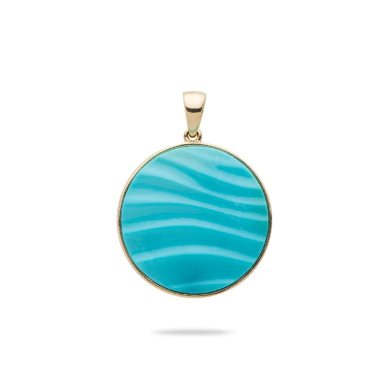 Bestselling Jewelry At Special Promotional Rates Hawaiian Moments Ocean Sand Turquoise Pendant in Gold - 22mm Bestselling Jewelry At Special Promotional Rates Hawaiian Moments Ocean Sand Turquoise Pendant in Gold - 22mm