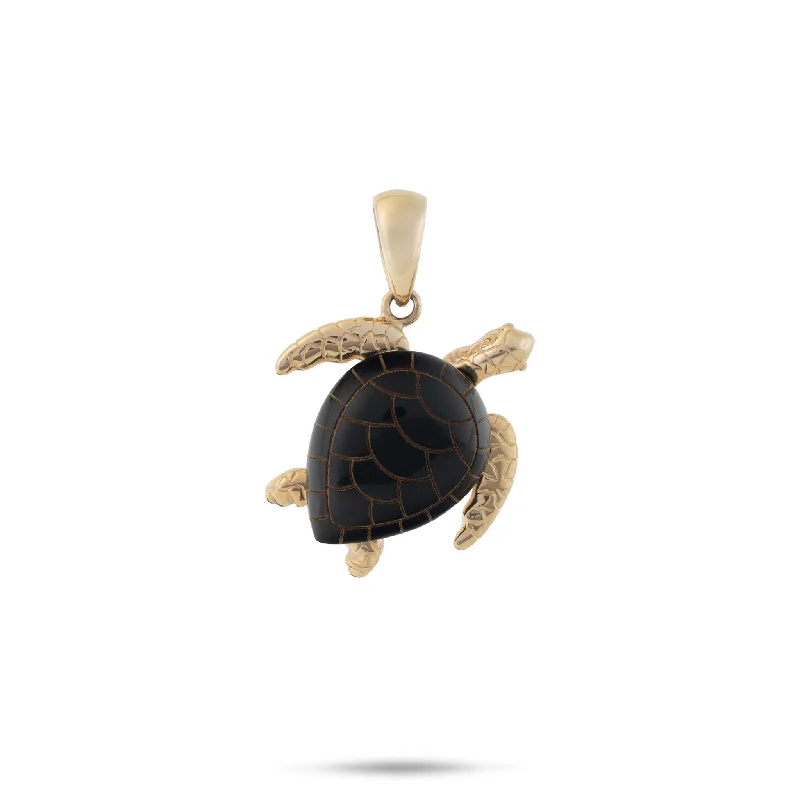 Romantic Heart-Shaped Jewelry For Special Gifts Honu Black Coral Pendant in Gold - 19mm Romantic Heart-Shaped Jewelry For Special Gifts Honu Black Coral Pendant in Gold - 19mm