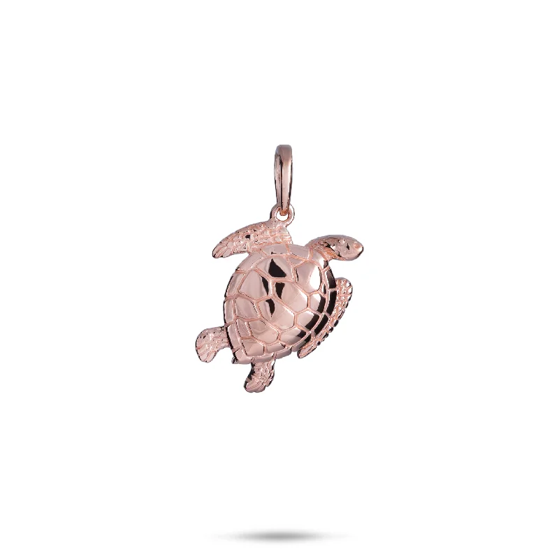 Versatile Layering Jewelry For Effortless Chic Honu Pendant in Rose Gold - 18mm