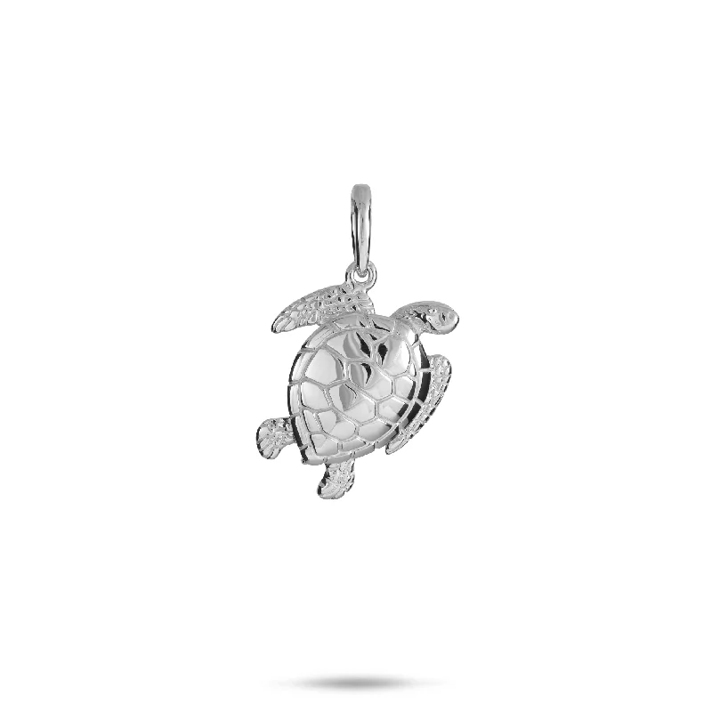 Bohemian-Inspired Jewelry For Free-Spirited Fashion Honu Pendant in White Gold - 18mm Bohemian-Inspired Jewelry For Free-Spirited Fashion Honu Pendant in White Gold - 18mm