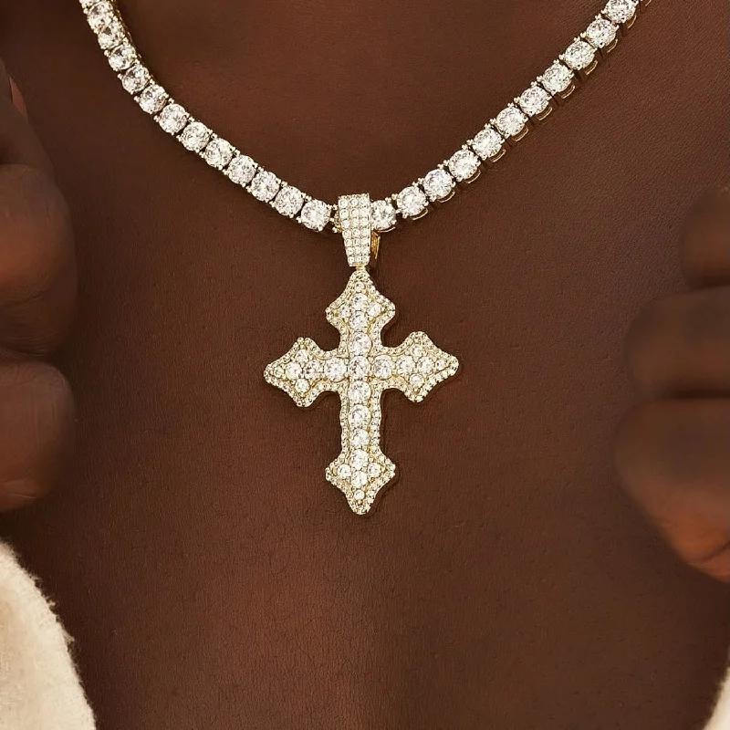High-End Sparkle, Low-End Prices – Jewelry Sale Live Iced Gothic Cross in Yellow Gold High-End Sparkle, Low-End Prices – Jewelry Sale Live Iced Gothic Cross in Yellow Gold