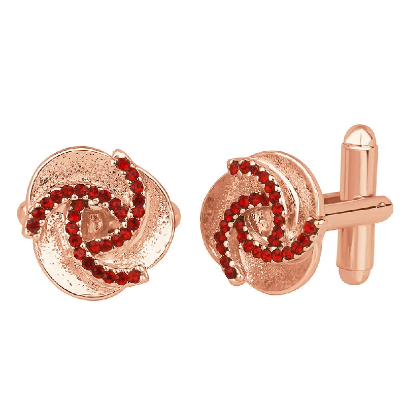 Flash Deals On Fine Jewelry – Shop Before It's Gone Mahi Solitaire Red Crystals Rosegold Plated Cufflink for Mens and Boys (CL1100545ZRed)