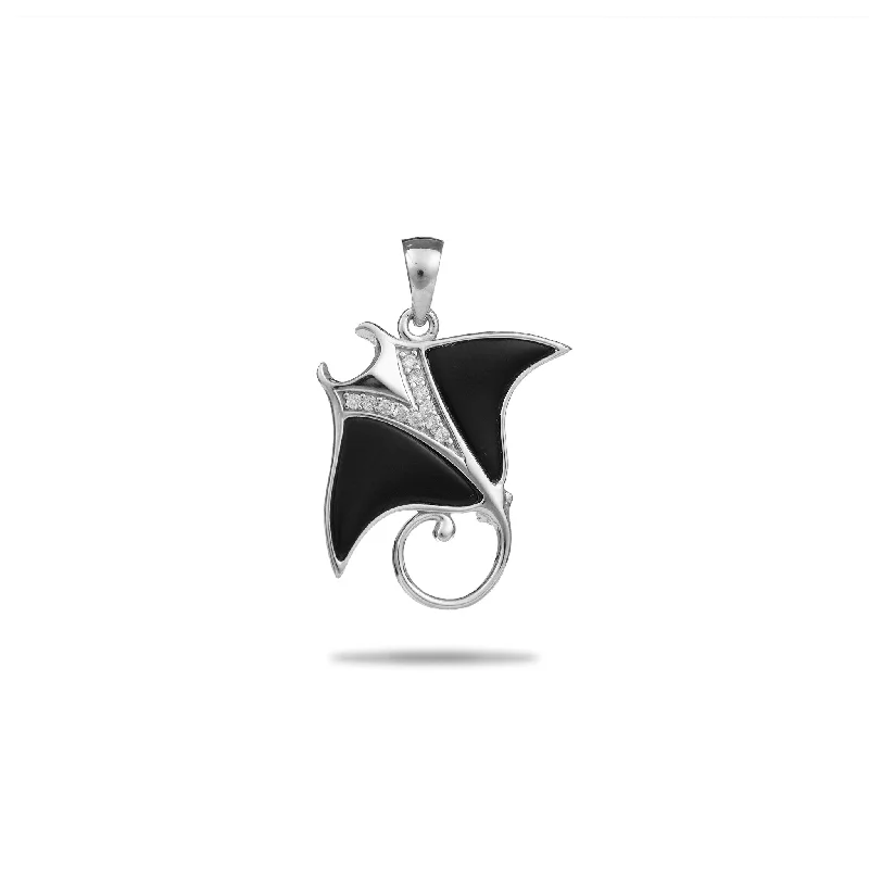Shop Jewelry That Shines Without The High Price Sealife Manta Ray Black Coral Pendant in White Gold with Diamonds - 21mm Shop Jewelry That Shines Without The High Price Sealife Manta Ray Black Coral Pendant in White Gold with Diamonds - 21mm