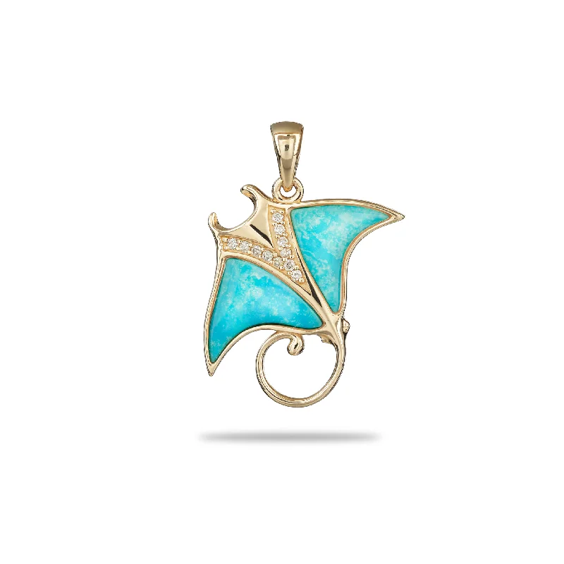 Timeless Elegance, Temporary Discounts – Act Fast Sealife Manta Ray Turquoise Pendant in Gold with Diamonds - 21mm Timeless Elegance, Temporary Discounts – Act Fast Sealife Manta Ray Turquoise Pendant in Gold with Diamonds - 21mm