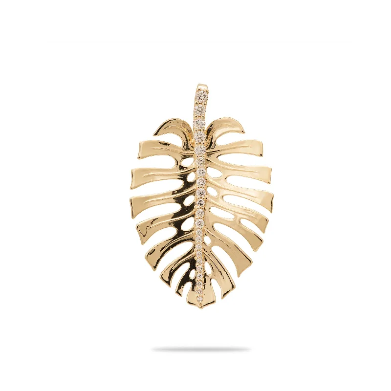 Shop Trending Jewelry With Exclusive Savings Monstera Pendant in Gold with Diamonds - 30mm Shop Trending Jewelry With Exclusive Savings Monstera Pendant in Gold with Diamonds - 30mm