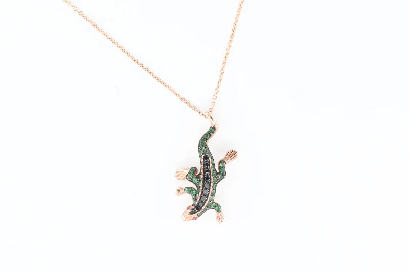 Last Chance To Shop High-End Jewelry At Markdown Prices Rose Gold Sapphire Lizard Pendant with Chain Last Chance To Shop High-End Jewelry At Markdown Prices Rose Gold Sapphire Lizard Pendant with Chain