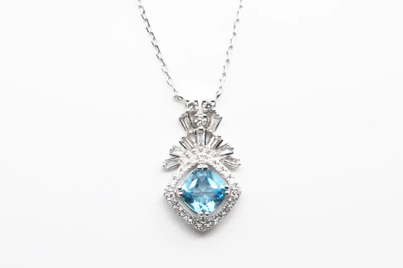Upgrade Your Jewelry Collection For Less White Gold Blue Topaz Art Deco Style Necklace Upgrade Your Jewelry Collection For Less White Gold Blue Topaz Art Deco Style Necklace