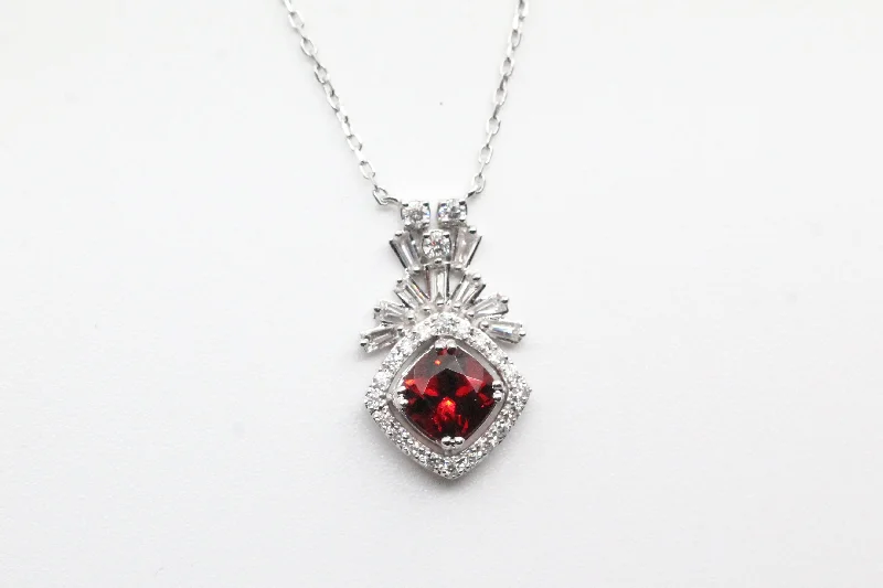 Affordable Elegance – Special Jewelry Sale Now Live White Gold Garnet Art Deco Style Necklace Affordable Elegance – Special Jewelry Sale Now Live White Gold Garnet Art Deco Style Necklace