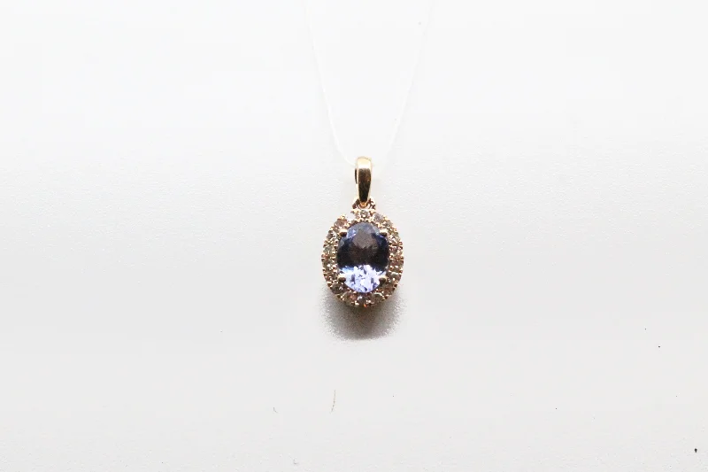 Exclusive Jewelry Markdowns – Limited-Time Offer Yellow Gold Tanzanite with Diamond Halo Pendant Exclusive Jewelry Markdowns – Limited-Time Offer Yellow Gold Tanzanite with Diamond Halo Pendant
