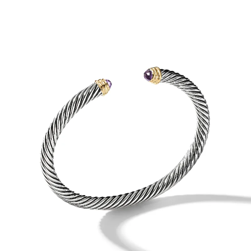 Affordable Luxury Jewelry – Style At A Great Price Classic Cable Bracelet in Sterling Silver with 14K Yellow Gold and Amethyst\, 5mm Affordable Luxury Jewelry – Style At A Great Price Classic Cable Bracelet in Sterling Silver with 14K Yellow Gold and Amethyst\, 5mm