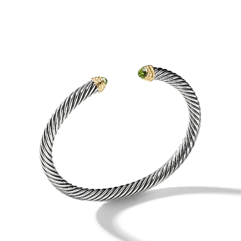 Personalized Jewelry Sale – Unique Gifts At Low Prices Classic Cable Bracelet in Sterling Silver with 14K Yellow Gold and Peridot\, 5mm Personalized Jewelry Sale – Unique Gifts At Low Prices Classic Cable Bracelet in Sterling Silver with 14K Yellow Gold and Peridot\, 5mm