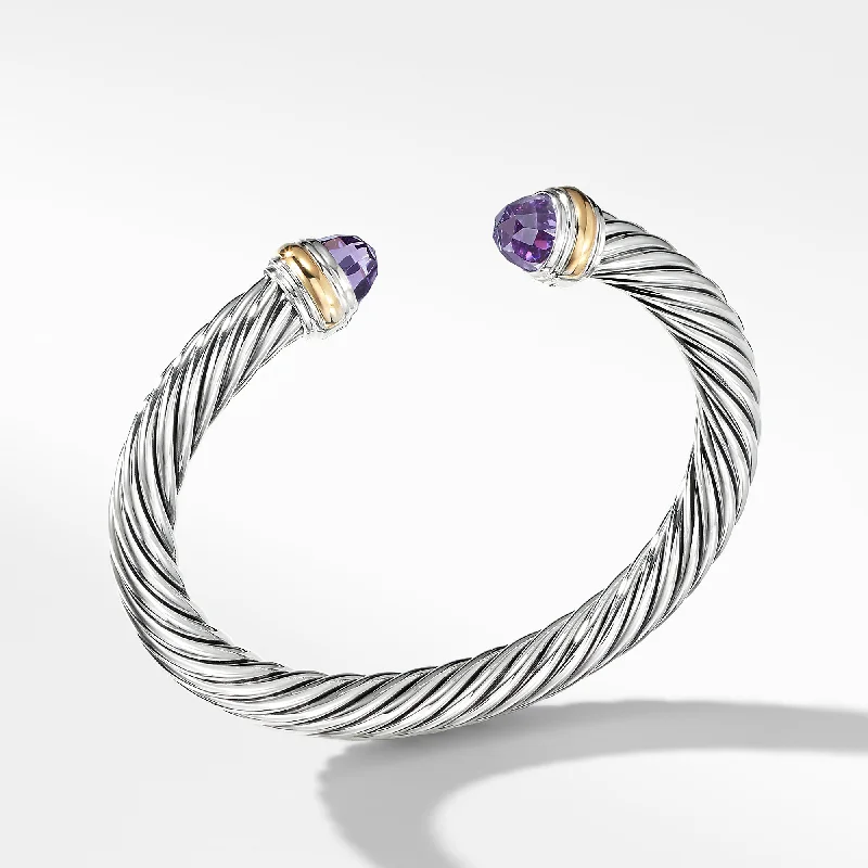 Elegant Necklaces And Bracelets At Limited-Time Offers Classic Cable Bracelet in Sterling Silver with 14K Yellow Gold and Amethyst\, 7mm Elegant Necklaces And Bracelets At Limited-Time Offers Classic Cable Bracelet in Sterling Silver with 14K Yellow Gold and Amethyst\, 7mm