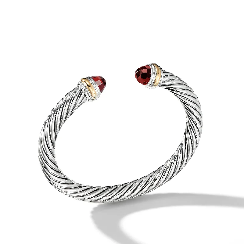 High-End Jewelry, Now More Affordable Than Ever Classic Cable Bracelet in Sterling Silver with 14K Yellow Gold and Garnets\, 7mm