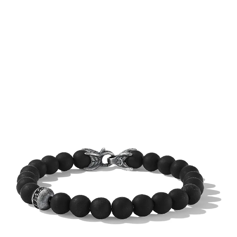 Jewelry Sale – Exclusive Styles At Lower Prices Spiritual Beads Bracelet in Sterling Silver with Black Onyx and Pavé Black Diamond Accent\, 8mm Jewelry Sale – Exclusive Styles At Lower Prices Spiritual Beads Bracelet in Sterling Silver with Black Onyx and Pavé Black Diamond Accent\, 8mm