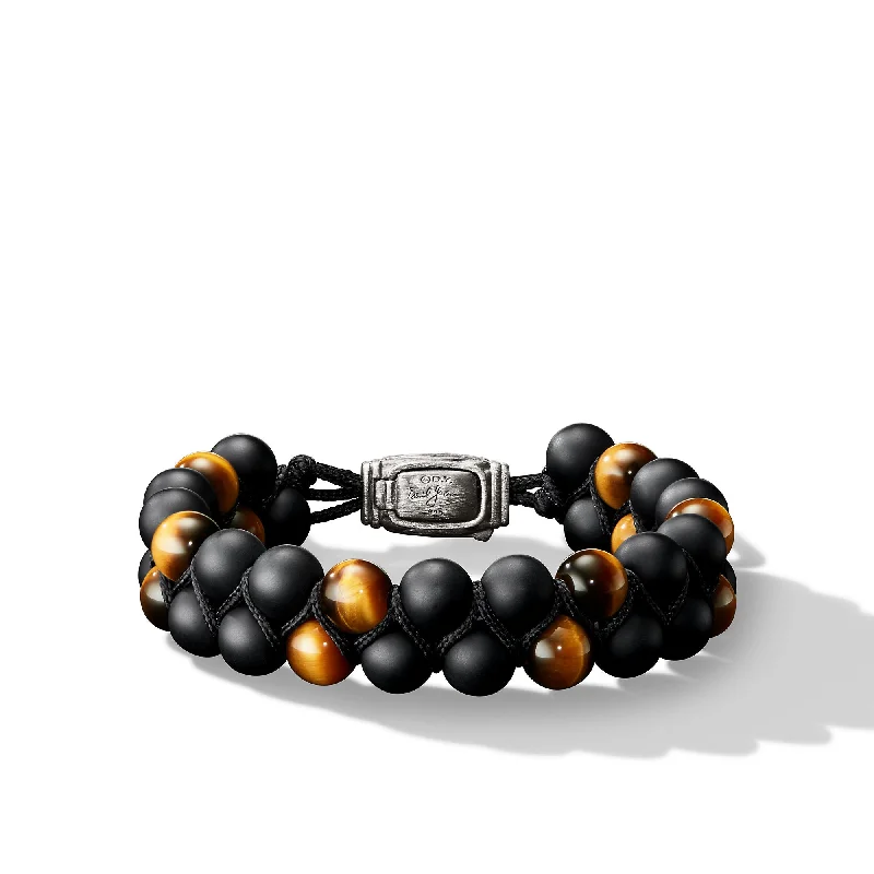 Must-Have Jewelry Pieces At Reduced Prices Spiritual Beads Two Row Woven Bracelet in Black Onyx\, Tigers Eye\, Black Nylon and Sterling Silver\, 8mm Must-Have Jewelry Pieces At Reduced Prices Spiritual Beads Two Row Woven Bracelet in Black Onyx\, Tigers Eye\, Black Nylon and Sterling Silver\, 8mm