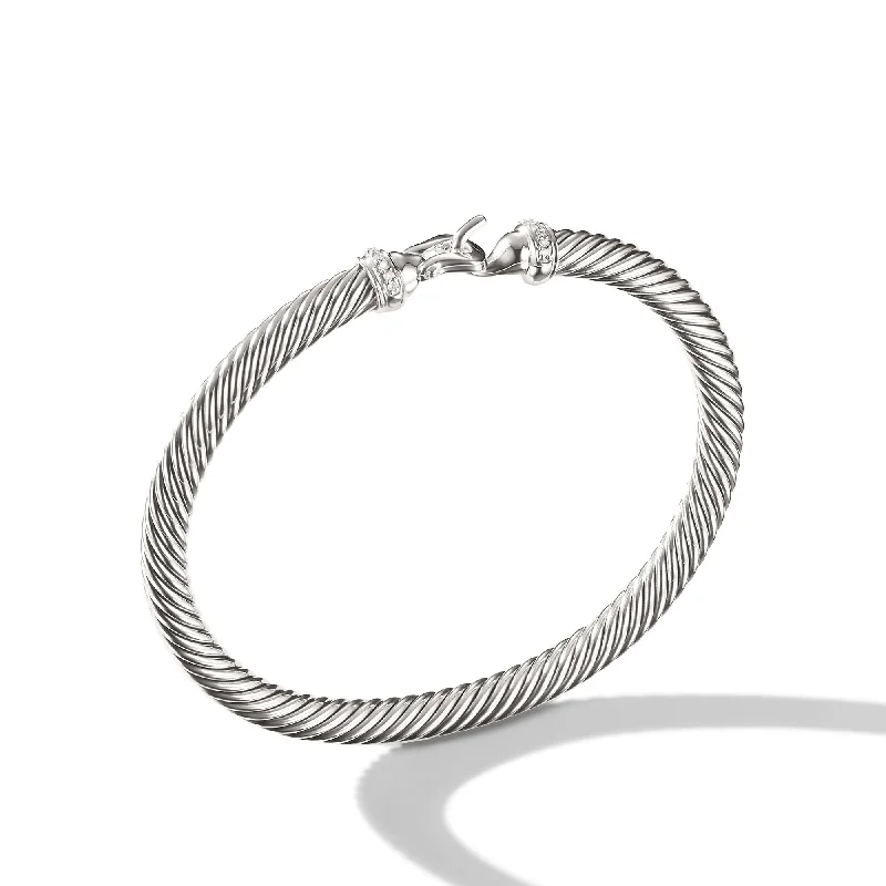 Celebrate Every Occasion With Sparkling Savings Buckle Classic Cable Bracelet in Sterling Silver with Diamonds\, 5mm Celebrate Every Occasion With Sparkling Savings Buckle Classic Cable Bracelet in Sterling Silver with Diamonds\, 5mm