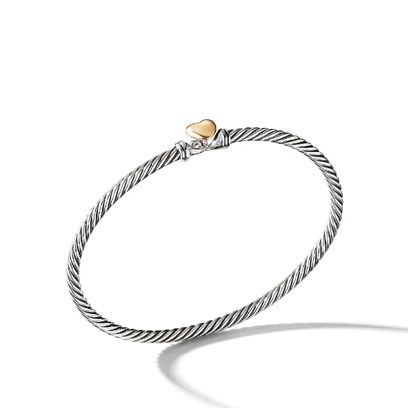 The Perfect Accessory For Less – Jewelry Sale Live Cable Collectibles® Heart Bracelet in Sterling Silver with 18K Yellow Gold\, 3mm The Perfect Accessory For Less – Jewelry Sale Live Cable Collectibles® Heart Bracelet in Sterling Silver with 18K Yellow Gold\, 3mm