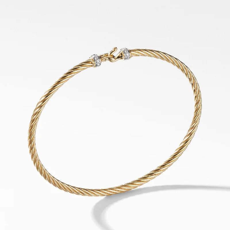 Grab Exquisite Jewelry At The Lowest Prices Buckle Classic Cable Bracelet in 18K Yellow Gold with Diamonds\, 2.6mm Grab Exquisite Jewelry At The Lowest Prices Buckle Classic Cable Bracelet in 18K Yellow Gold with Diamonds\, 2.6mm