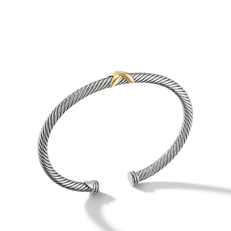 Dazzle In Elegance With Our Biggest Jewelry Sale X Classic Cable Station Bracelet in Sterling Silver with 18K Yellow Gold\, 4mm