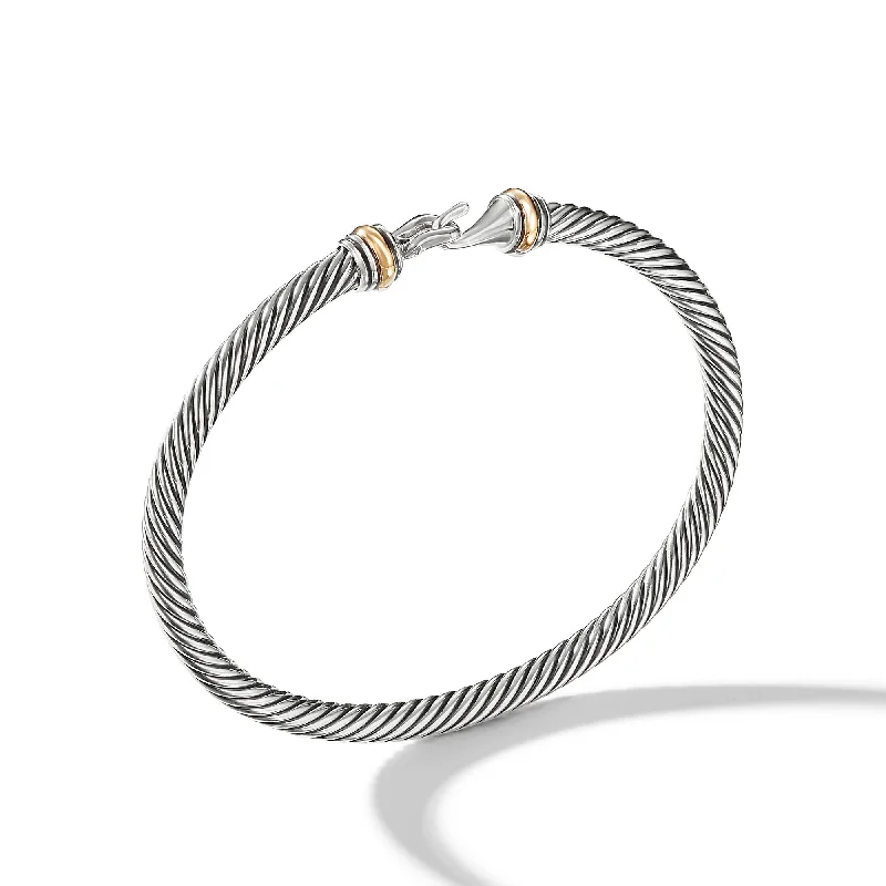 The Perfect Jewelry Piece At The Perfect Discount Buckle Classic Cable Bracelet in Sterling Silver with 18K Yellow Gold\, 4mm The Perfect Jewelry Piece At The Perfect Discount Buckle Classic Cable Bracelet in Sterling Silver with 18K Yellow Gold\, 4mm