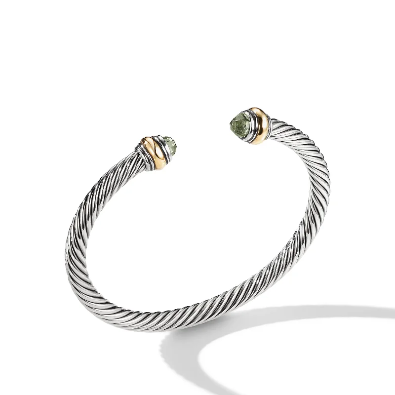 Seasonal Jewelry Sale – Upgrade Your Collection Classic Cable Bracelet in Sterling Silver with 14K Yellow Gold and Prasiolite\, 5mm Seasonal Jewelry Sale – Upgrade Your Collection Classic Cable Bracelet in Sterling Silver with 14K Yellow Gold and Prasiolite\, 5mm
