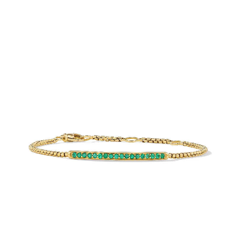 Shop Dazzling Jewelry At The Best Prices Petite Pavé Bar Bracelet in 18K Yellow Gold with Emeralds\, 1.7mm Shop Dazzling Jewelry At The Best Prices Petite Pavé Bar Bracelet in 18K Yellow Gold with Emeralds\, 1.7mm