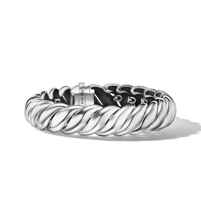 Shop Stylish Jewelry Now And Save Big Sculpted Cable Bracelet in Sterling Silver\, 14mm Shop Stylish Jewelry Now And Save Big Sculpted Cable Bracelet in Sterling Silver\, 14mm