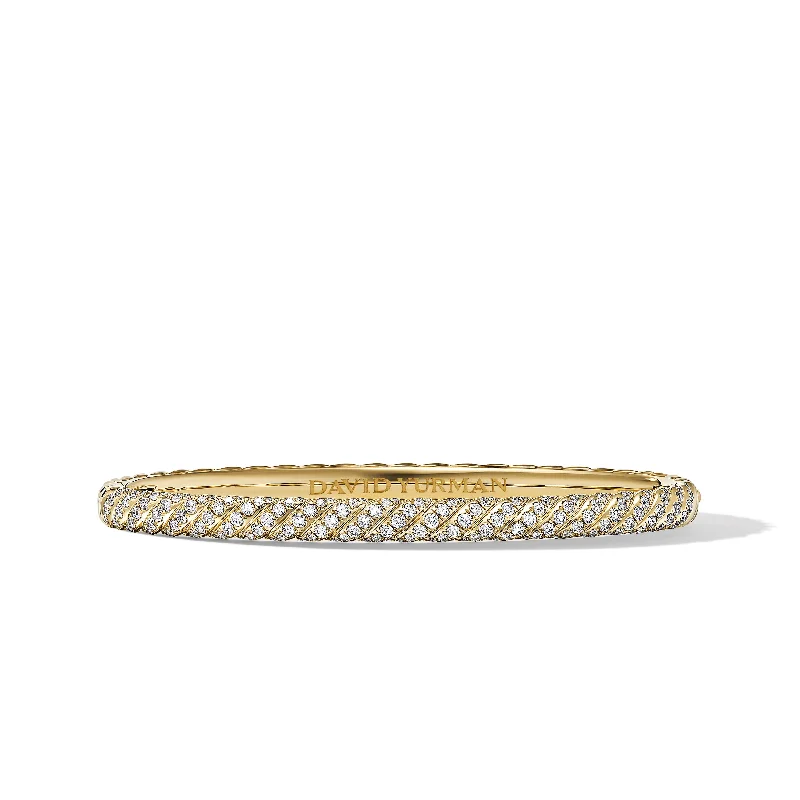 Eco-Friendly Sustainable Jewelry For Conscious Buyers Sculpted Cable Bangle Bracelet in 18K Yellow Gold with Diamonds\, 4.6mm Eco-Friendly Sustainable Jewelry For Conscious Buyers Sculpted Cable Bangle Bracelet in 18K Yellow Gold with Diamonds\, 4.6mm