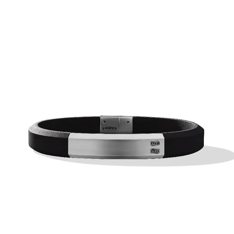 Personalized Jewelry At Special Discount Rates Streamline® ID Bracelet with Black Rubber and Sterling Silver\, 10mm Personalized Jewelry At Special Discount Rates Streamline® ID Bracelet with Black Rubber and Sterling Silver\, 10mm