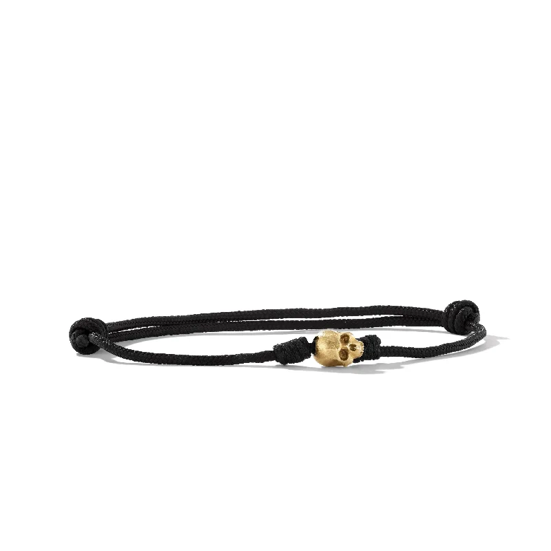 Luxury Jewelry Sale – Sparkle For Less Skull Cord Bracelet in Black Nylon with 18K Yellow Gold\, 6mm Luxury Jewelry Sale – Sparkle For Less Skull Cord Bracelet in Black Nylon with 18K Yellow Gold\, 6mm