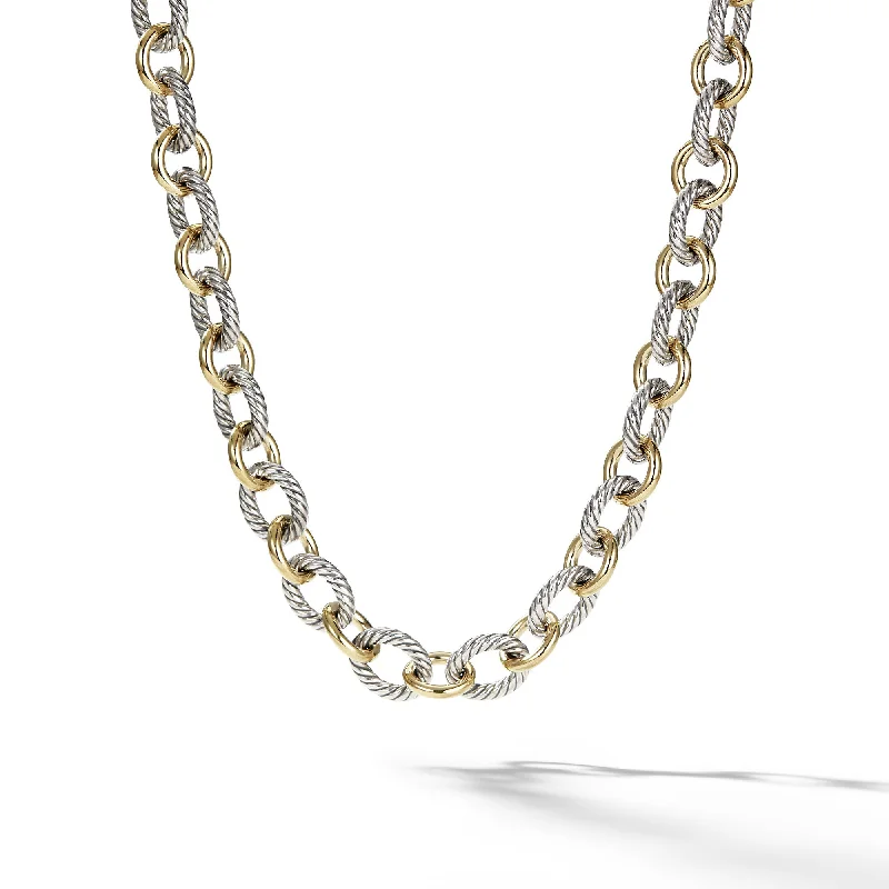 Limited-Stock Jewelry Sale – Once It's Gone, It's Gone Oval Link Chain Necklace in Sterling Silver with 18K Yellow Gold\, 16mm Limited-Stock Jewelry Sale – Once It's Gone, It's Gone Oval Link Chain Necklace in Sterling Silver with 18K Yellow Gold\, 16mm