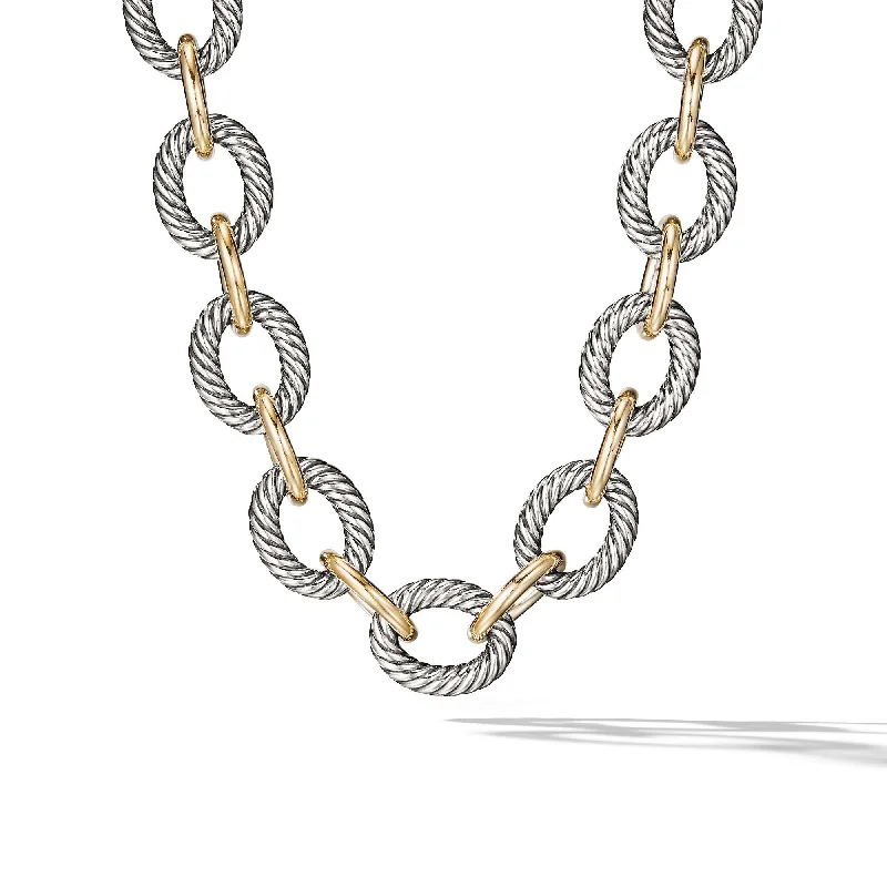 Don't Miss Our Biggest Jewelry Sale Of The Season Oval Link Chain Necklace in Sterling Silver with 18K Yellow Gold\, 23mm Don't Miss Our Biggest Jewelry Sale Of The Season Oval Link Chain Necklace in Sterling Silver with 18K Yellow Gold\, 23mm