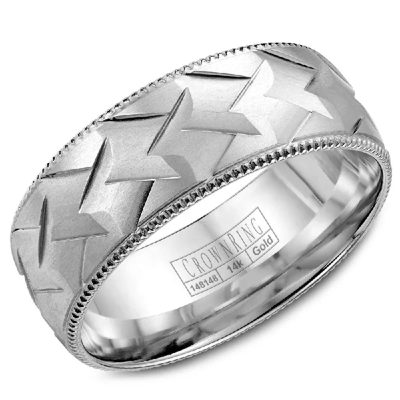 Sparkle More For Less – Jewelry Sale Happening Now CrownRing 8MM Wedding Band with Soft Pattern Center and Milgrain Detailing WB-7912 Sparkle More For Less – Jewelry Sale Happening Now CrownRing 8MM Wedding Band with Soft Pattern Center and Milgrain Detailing WB-7912