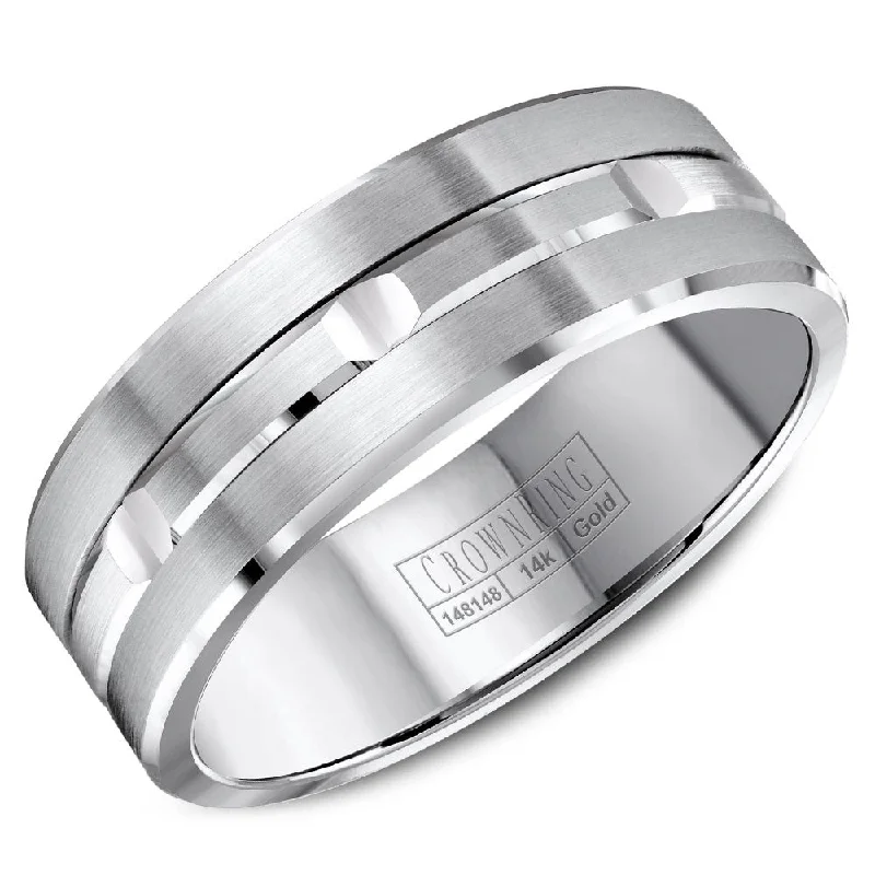Affordable Glamour – Premium Jewelry At Special Prices CrownRing 8MM Wedding Band with Brushed Center and Line Detailing WB-8044 Affordable Glamour – Premium Jewelry At Special Prices CrownRing 8MM Wedding Band with Brushed Center and Line Detailing WB-8044