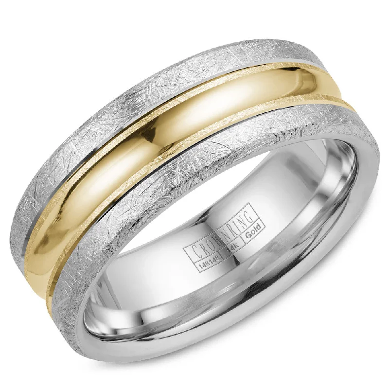 Make Every Moment Shine – Jewelry Discounts Available CrownRing 8MM White Gold Diamond Brushed Wedding Band with Yellow Gold Center WB-024C8YW Make Every Moment Shine – Jewelry Discounts Available CrownRing 8MM White Gold Diamond Brushed Wedding Band with Yellow Gold Center WB-024C8YW