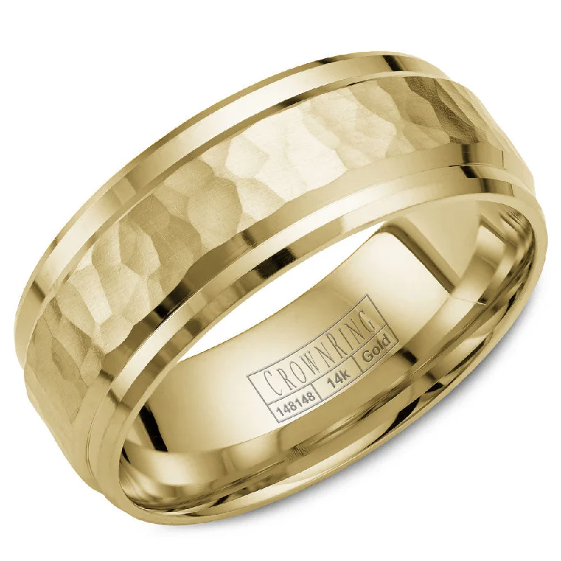 Best Jewelry Sale – Shop Exclusive Designs Now CrownRing 8MM Yellow Gold Wedding Band with Hammered Center WB-9550Y Best Jewelry Sale – Shop Exclusive Designs Now CrownRing 8MM Yellow Gold Wedding Band with Hammered Center WB-9550Y