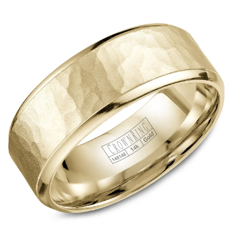 Grab Exquisite Jewelry At The Lowest Prices CrownRing 8MM Yellow Gold Wedding Band with Hammered Center WB-9968Y Grab Exquisite Jewelry At The Lowest Prices CrownRing 8MM Yellow Gold Wedding Band with Hammered Center WB-9968Y