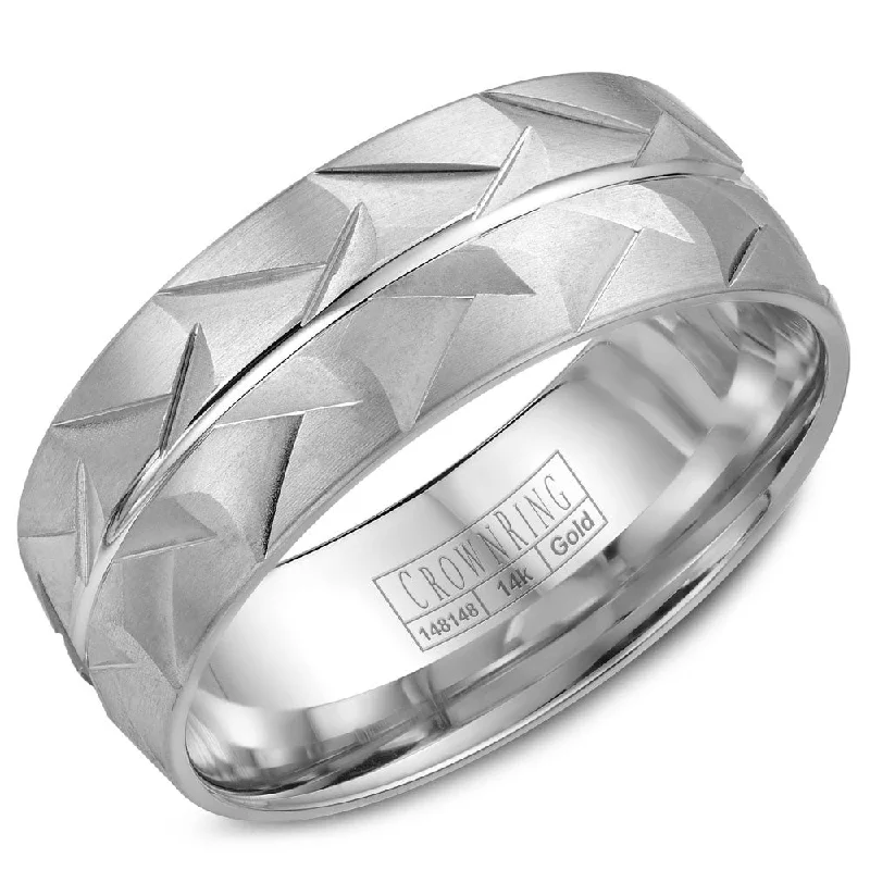 Exclusive Gemstone Jewelry At Special Prices CrownRing 8MM Wedding Band with Patterned Center and Line Detailing WB-7916 Exclusive Gemstone Jewelry At Special Prices CrownRing 8MM Wedding Band with Patterned Center and Line Detailing WB-7916