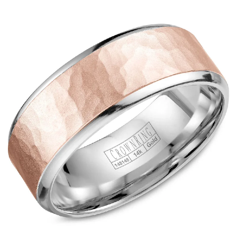 Celebrate With Sparkle – Jewelry Sale Now Live CrownRing 8MM White Gold Wedding Band with Hammered Rose Gold Center WB-9968RW Celebrate With Sparkle – Jewelry Sale Now Live CrownRing 8MM White Gold Wedding Band with Hammered Rose Gold Center WB-9968RW